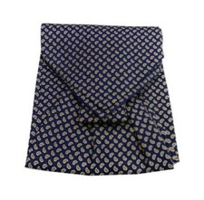 Ascot Homme Bleu Et Jaune Soie Foulard Dis Cachemire Paisley Cash Avec Bleu