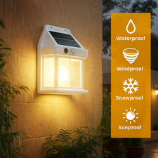 Extérieur Solaire Alimenté Lampe Sécurité Mouvement Activé Pir Capteur Blanc