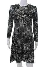 Paco Rabanne Womens Long Sleeve Metallic Sheath Dress Black Silver Size FR 34