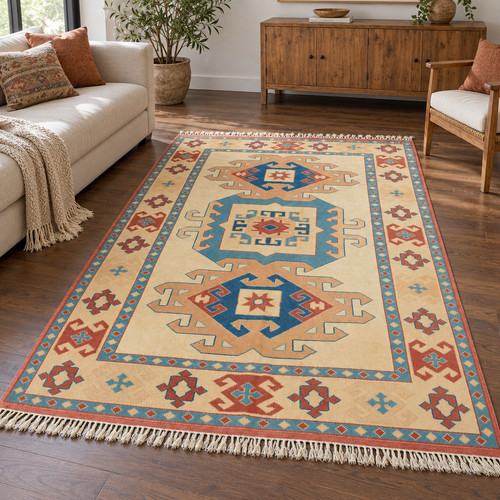 Tapis nomade beige bleu - nomade,
