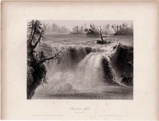 W H Bartlett 1840 Engraving - Chaudiere Falls