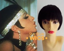 DELUXE BLACK SHORT CABARET FLAPPER 1920s 1930s COSTUME WIG CHARLESTON