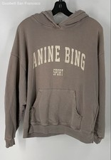 ANINE BING Gray Cotton Long Sleeve Regular Fit Pullover Womens Hoodie Size XS