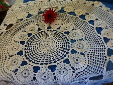 white, round, 1m, 25 wide beautiful hand crocheted tablecloth = French cotton + garden