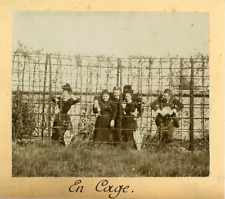 France, Group of Friends Behind a Grill, ca.1895, Vintage Citrate Print 