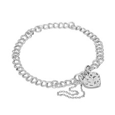 Bracelet Charms Double à Mailles Gourmette Cadenas Cœur - 15 à 20cm