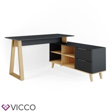 Bureau en angle Nautica ordinateur bureau PC anthracite chêne VICCO