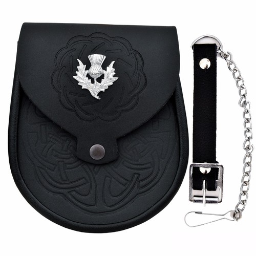 Sporran kilt cuir - en, noir
