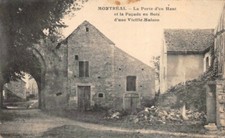 MONTREAL - the top door and wooden facade of an old house