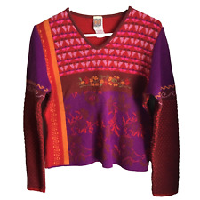 VTG OILILY Wool blend Sweater Geometric Art to Wear Made in Italy Boho Rose L