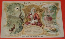 Old postcard CHROME 1910 CHOCOLATE LOMBART AUTHOR JEAN DE LA FONTAINE FABLES FOX