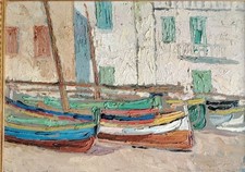 Beautiful Orientalist Marine Painting "Boat On The Strike"