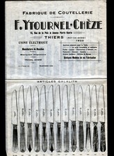 THIERS (63) CUTLERY FACTORY & SLEEVES "YTOURNEL-CHEZE" poster size A2, 1933