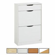 Meuble à chaussures rangement 2 abattants 1 tiroir en pin massif