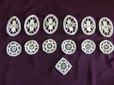 LOT OF ANTIQUE MINI DOILIES DOLLHOUSE 6 OVAL 6 ROUND LACE VENICE