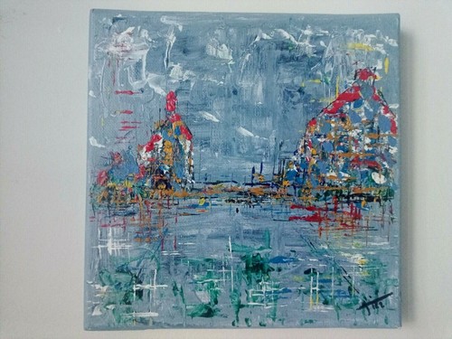 Tableau abstrait acrylique - , sur