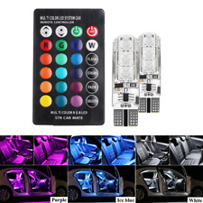 2X LED T10 Remote Control W5W 501 RGB Color Changing Car Wedge Side Light Bulbs.