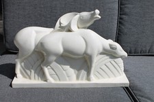 Belle Céramique Craquelée 44,5 cm Lemanceau Biche Blanche Art Déco Saint Clément