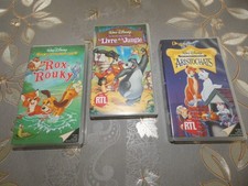 Lot 3 cassettes K7 vidéo WALT DISNEY Rox et rouky Livre de la jungle Aristochats