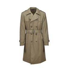 Genuine Italian Army Trench Coat Khaki Vintage Coat With Belt