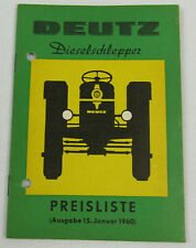Deutz D15 D25 D40 D40S F4L 514 F3L514 Diesel Tractor Price List 1/1960