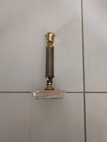 Bougeoir ancien marbre rose - bougeoir,