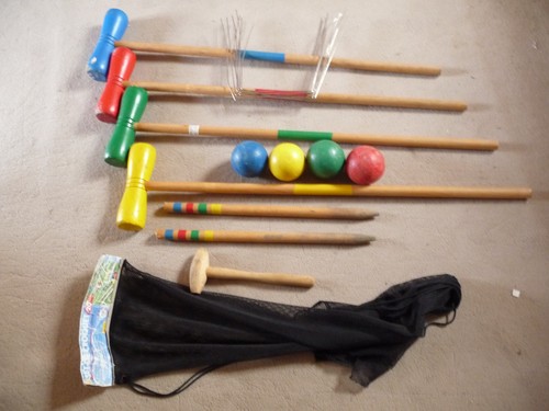 Jeu croquet ancien bois - jeu, de