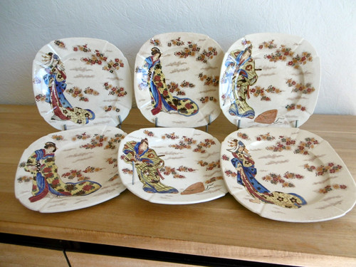 Six assiettes dessert faience - six,