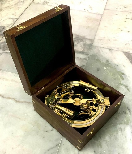 Ancien sextant rond laiton - rond, en