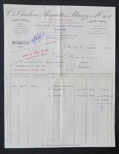 Billhead Facture NANTES 1927 Charbon briquette BLANZY boulet coke illustrée 121