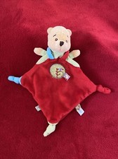 🇫🇷 Doudou WINNIE L OURSON mouchoirs Rouge 3 Nouettes DISNEY BABY Jamais Servi