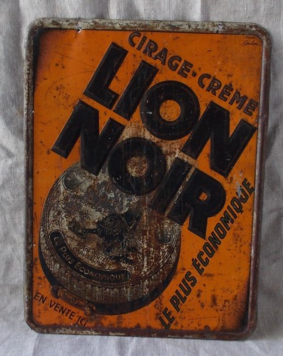 Ancienne tole cirage lion noir - ancienne,