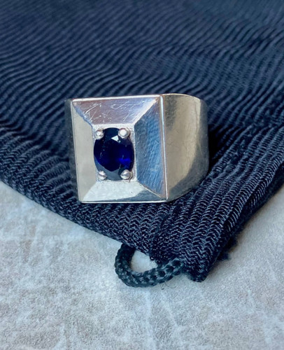 Bague homme argent sertie - bague,