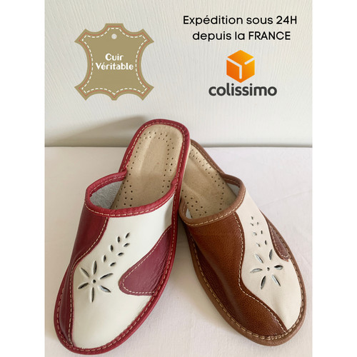 Pantoufles cuir femmes - pantoufles,