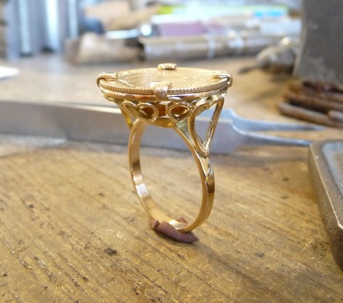 Bague pièce carats - or, 9