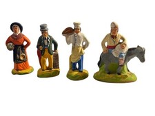 Santon D’Art Ricard Marseille Hand-Painted Clay Peasant Figurines Set Of 4 VTG