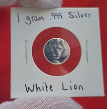 White Lion - 1 Gram .999 Fine Pure Silver Bullion Colorized Mini Bar Round Coin
