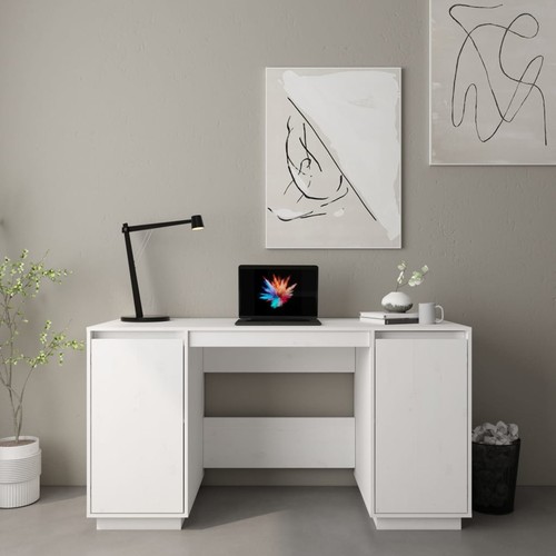 Bureau blanc 140x50x75 bois - cm,