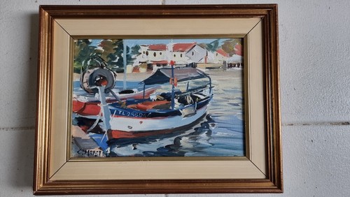 Peinture marine ancienne - peinture,