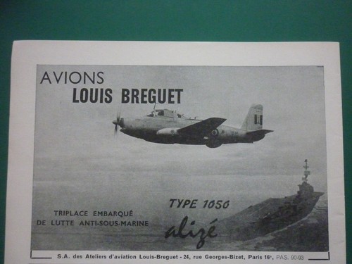 1957 pub avion breguet 1050 - pub,