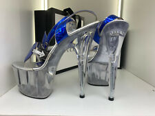 18 cm Sexy Blue 40 39 Fifty-6 crystal metal sky pumps sandals high heels