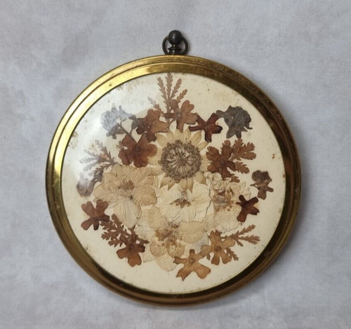 Cadre vintage rond - -, fleurs