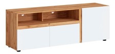 Meuble Bas Morongo Pour TV 149x40x53cm Chêne Kraft Or Blanc Sans Poignée
