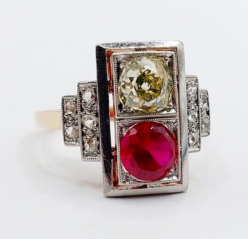 Bague tank art deco - , rose
