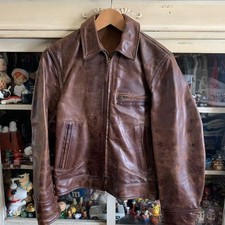 Aero Style Brown Horsehide Single Riders Jacket with TALON Zipper No Liner