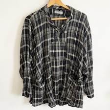 Transparente black plaid long sleeve flowy tunic top size XL