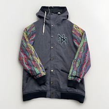 Y2K Nomis Psychedelic Sleeve AOP Jacket Hooded Lined Winter Snowboard Ski Men XL
