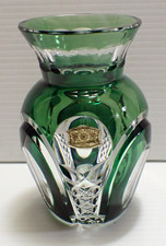 Vintage Val St Lambert Overlay Glass Vase - Forest Green, Signed
