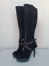 Bottes d'hiver Fiorangelo plateforme sexy bride cheville daim noir talon...