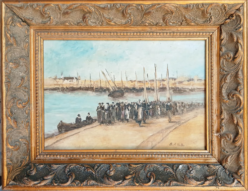 Huile sur toile - huile, marché
